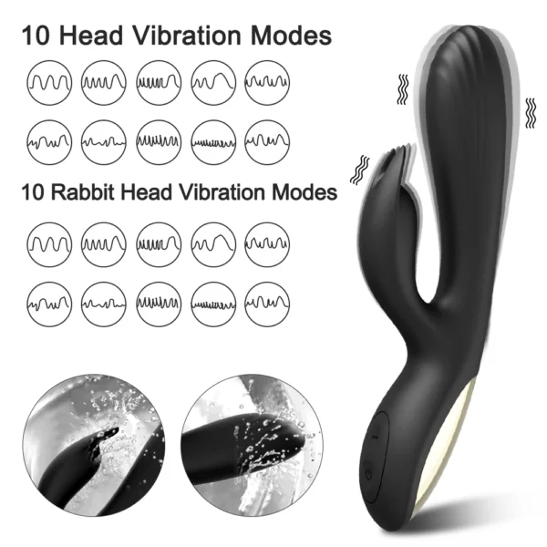 10-Mode Rabbit Vibrator for Women - G-Spot & Clitoral Stimulator, Vagina Vibrator for Female Pleasure - Image 3