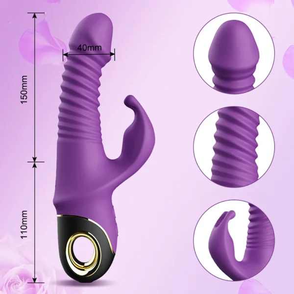 2025 Rabbit Vibrator with Thrusting & Telescopic Motion – G-Spot & Clitoral Stimulator for Women, Female Masturbation Toy - Image 5