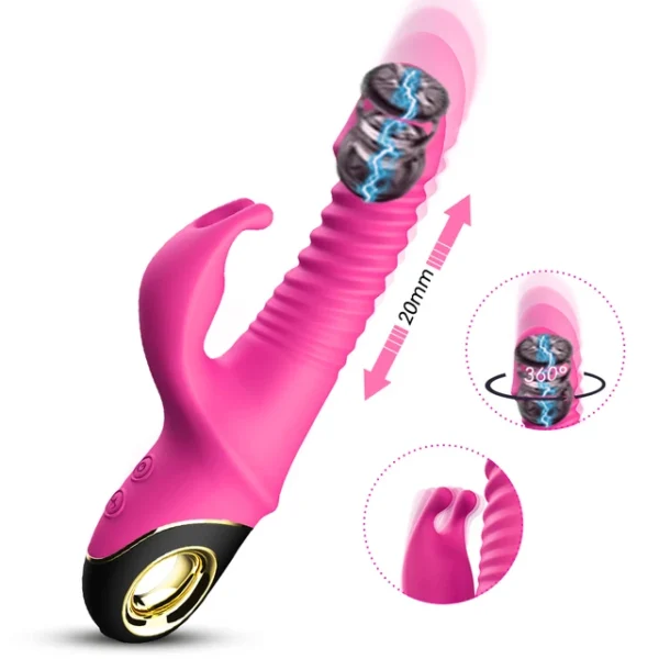 2025 Rabbit Vibrator with Thrusting & Telescopic Motion – G-Spot & Clitoral Stimulator for Women, Female Masturbation Toy - Image 9