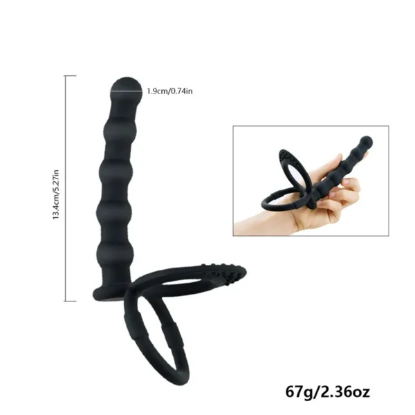 Double Penetration Dildo Vibrator – G-Spot & Anal Beads for Couples, Adult Toy - Image 4