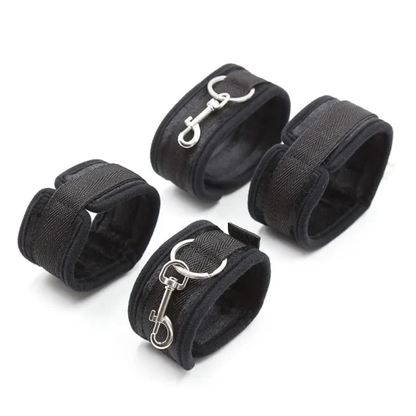 BDSM Restraint Set – Handcuffs & Ankle Cuffs for Couples, Open Leg Bed Bondage Toy - Image 5