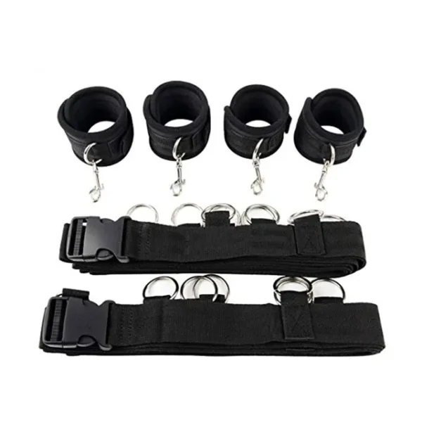 BDSM Restraint Set – Handcuffs & Ankle Cuffs for Couples, Open Leg Bed Bondage Toy - Image 8