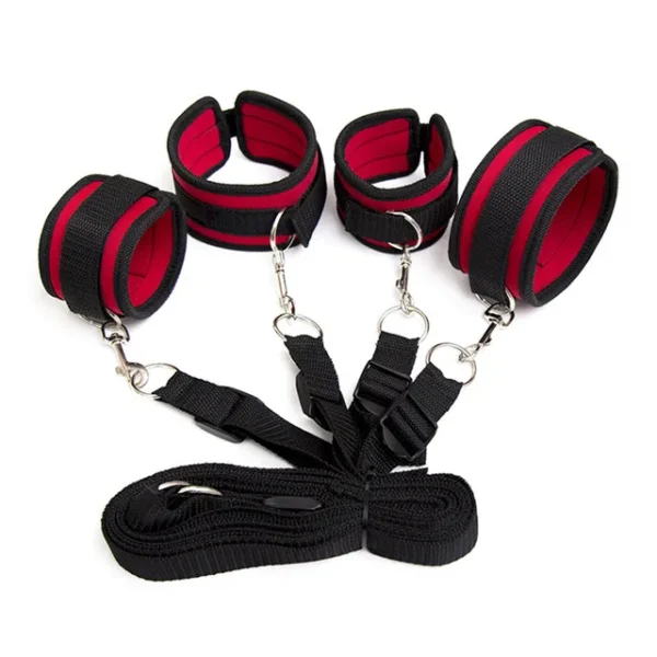 BDSM Restraint Set – Handcuffs & Ankle Cuffs for Couples, Open Leg Bed Bondage Toy - Image 9