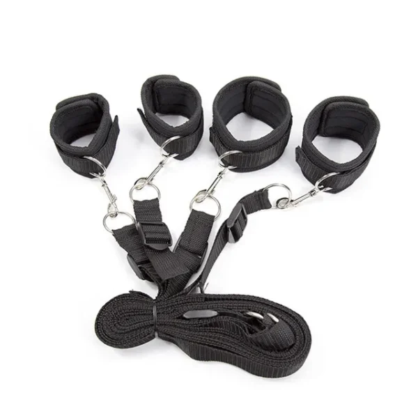 BDSM Restraint Set – Handcuffs & Ankle Cuffs for Couples, Open Leg Bed Bondage Toy - Image 10