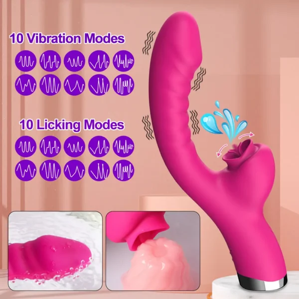 2-in-1 Tongue Licking & Vibrator – 20-Speed Clitoral Stimulator for Women - Image 3