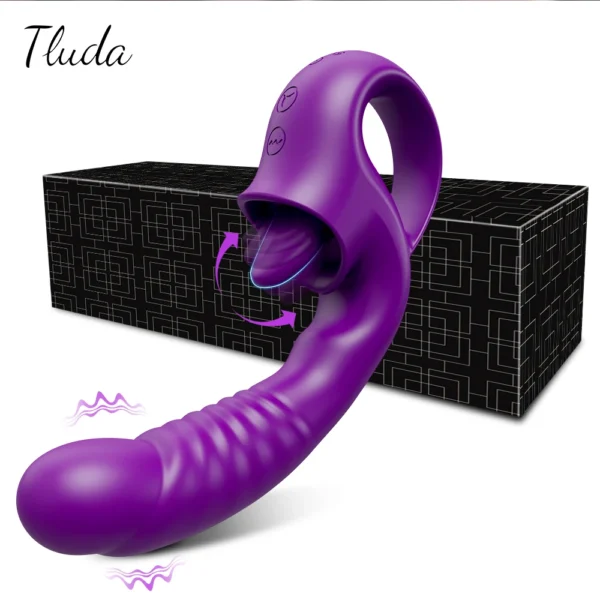 G-Spot Vibrator with Tongue Licking & Clitoral Stimulation – Female Masturbation Sex Toy for Women